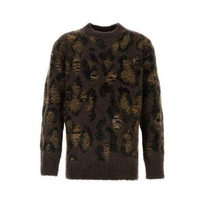 JUNYA WATANABE Men's Distressed Leopard Print Knit Sweater Men ANIMAL PRINT
